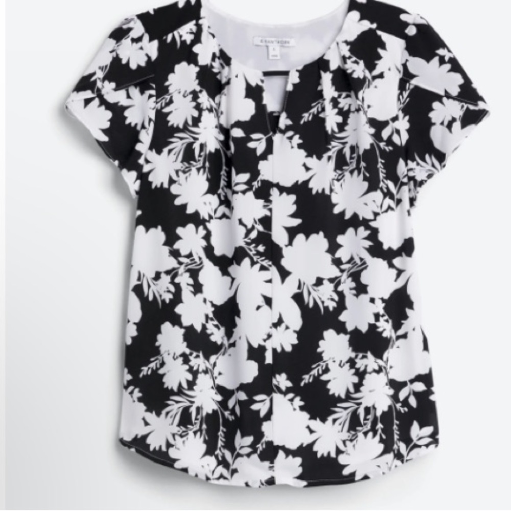41 Hawthorn Gracie Tulip Detail Black and White Blouse Size New Petite Small